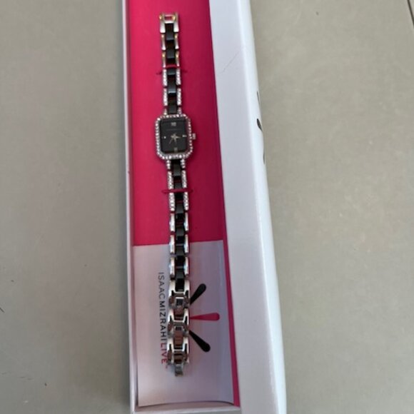 ISAAC MIZRAHI LIVE | Women's Black Ceramic and Crystal Bracelet Watch-NEW w/Box - Picture 3 of 13